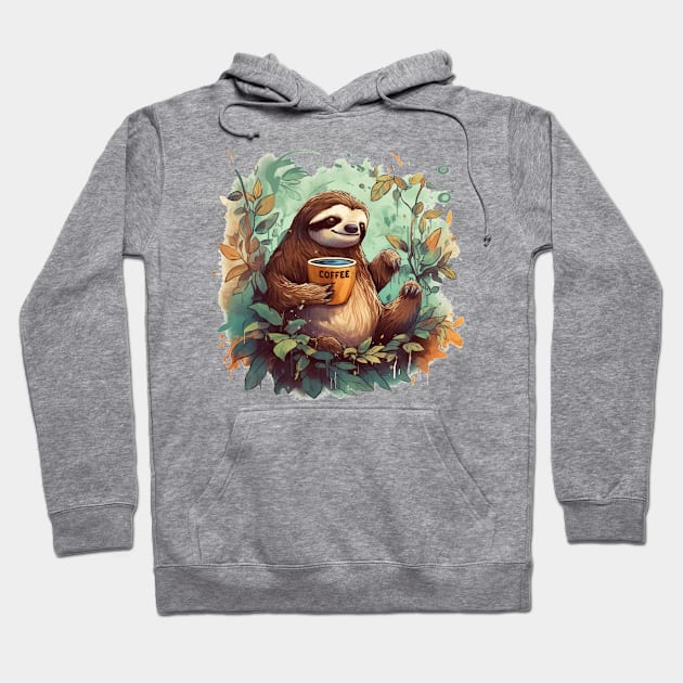 Sloth Coffee Hoodie by mbloomstine